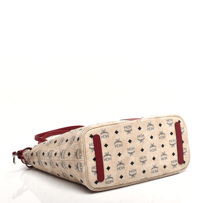 MCM Visetos Medium Liz Reversible Shopper Tote Beige Ruby Red 7 of 15