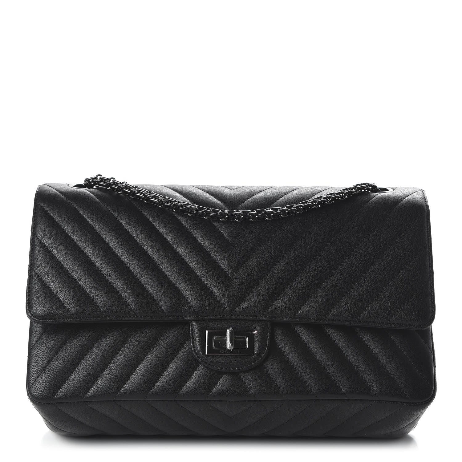 Chanel Sheepskin Chevron Quilted 2.55 Reissue 226 Flap So Black 1 of 10