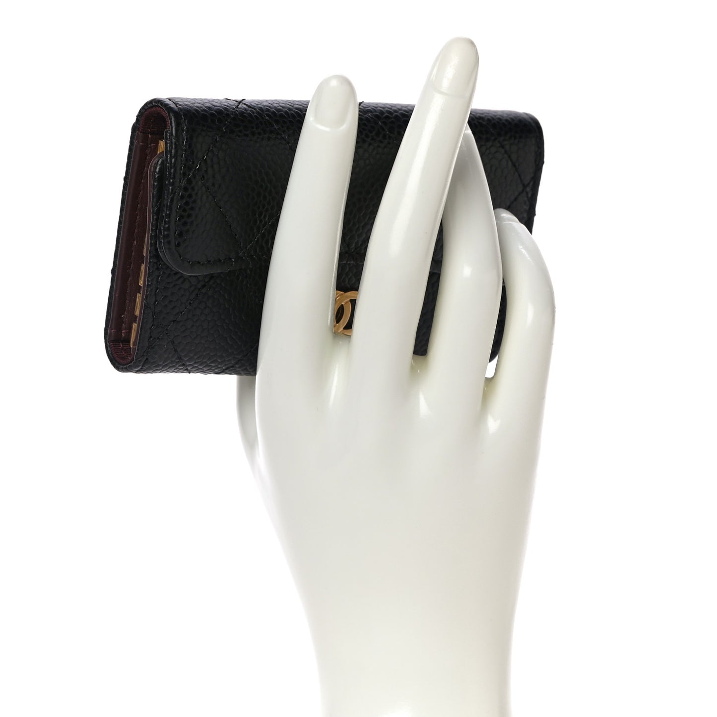 Caviar Quilted 6 Key Holder Black