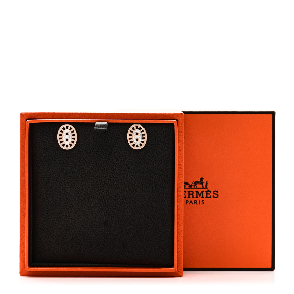 Hermes 18K Rose Gold Diamond Chaine d'Ancre Divine Stud Earrings 5 of 5