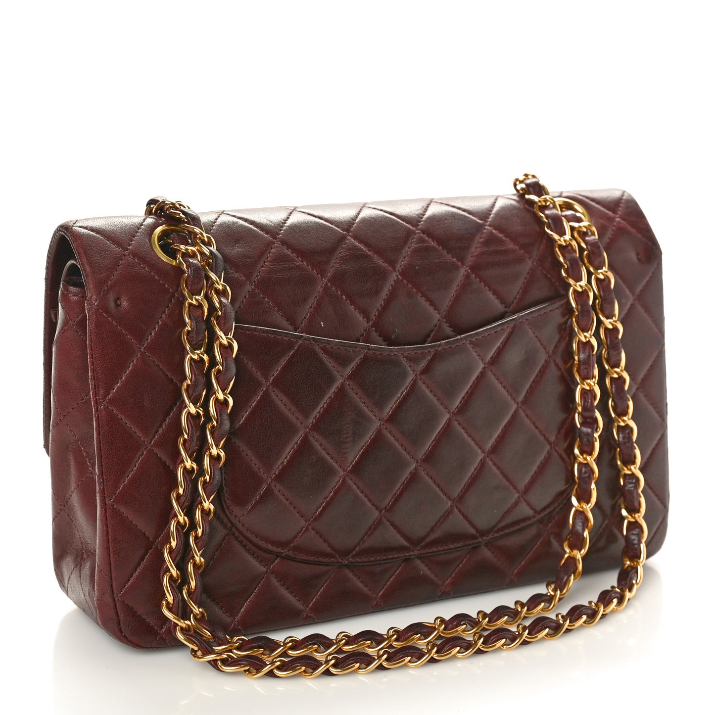 Lambskin Quilted Medium Double Flap Burgundy