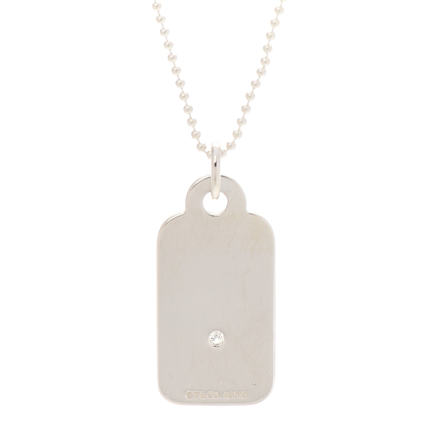 Tiffany Sterling Silver Diamond Yours Truly Charm Necklace 5 of 7