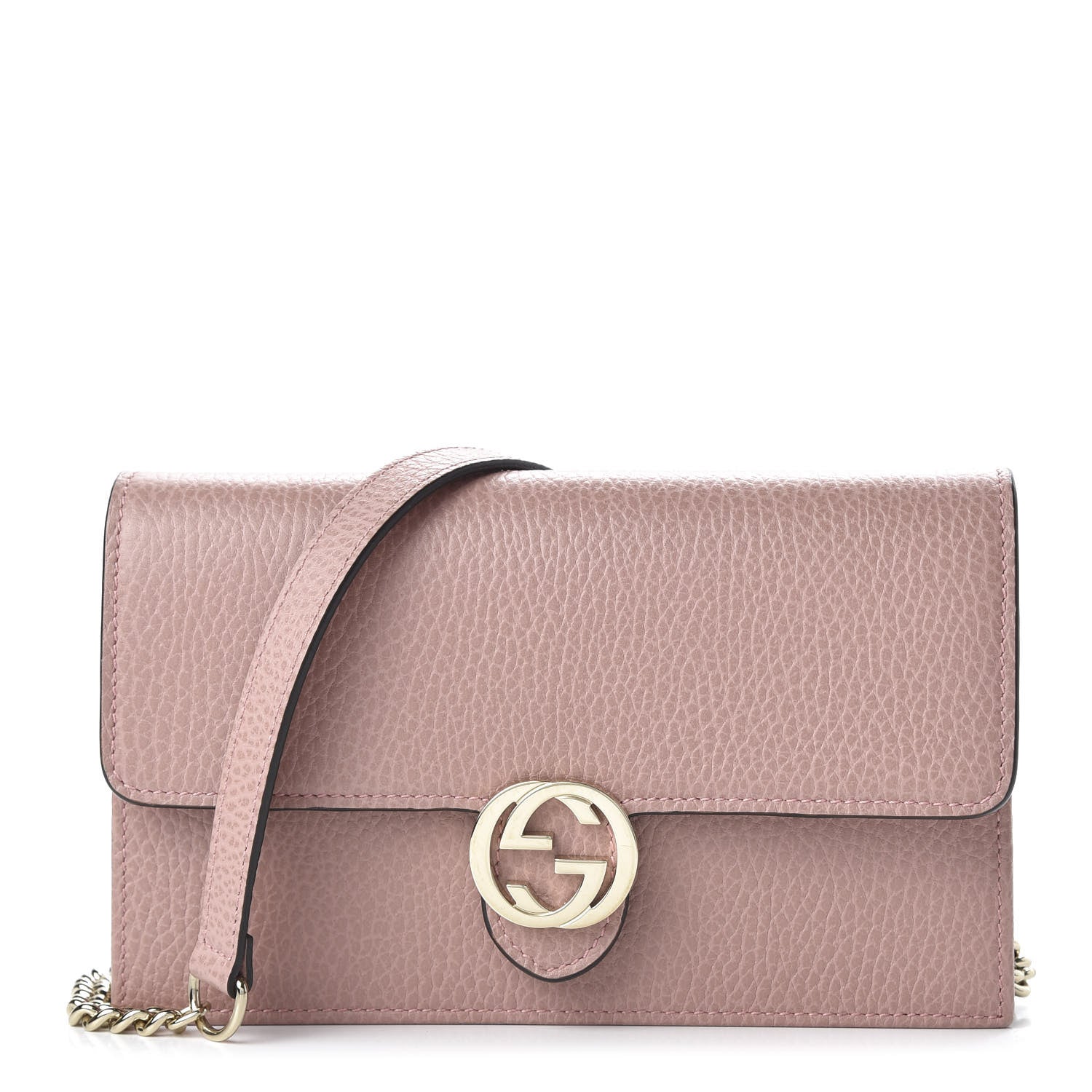 Gucci Dollar Calfskin Interlocking G Chain Wallet Soft Pink 2 of 10