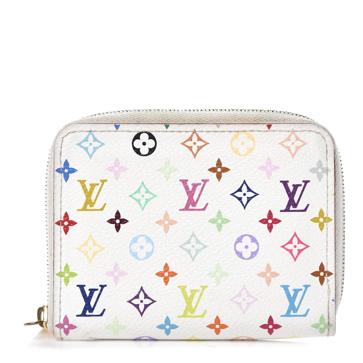 Monogram Multicolor Zippy Coin Purse Wallet White Litchi