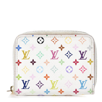 Louis Vuitton Monogram Multicolor Zippy Coin Purse Wallet White Litchi 1 of 9