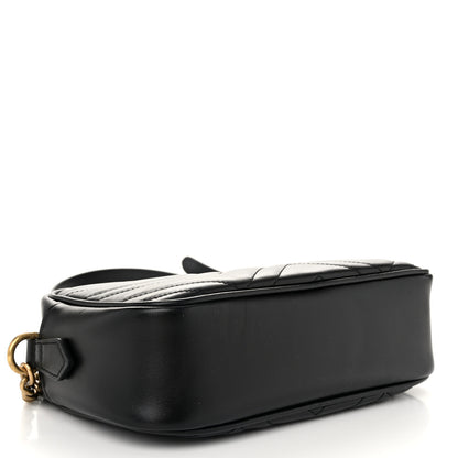 Gucci Calfskin Matelasse Small GG Marmont Chain Shoulder Bag Black 4 of 10