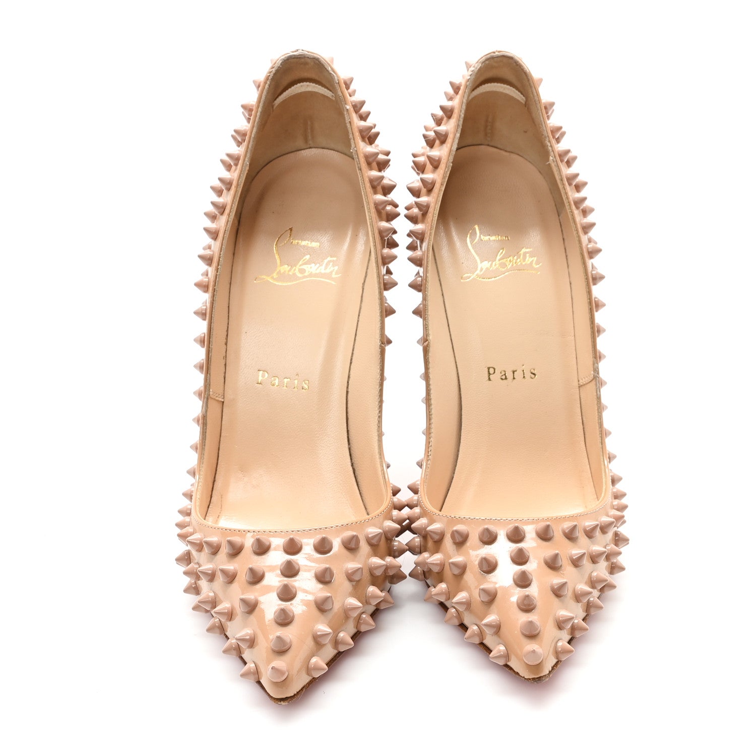 Christian Louboutin Patent Pigalle Spikes 120 Pumps 36 Nude 3 of 9