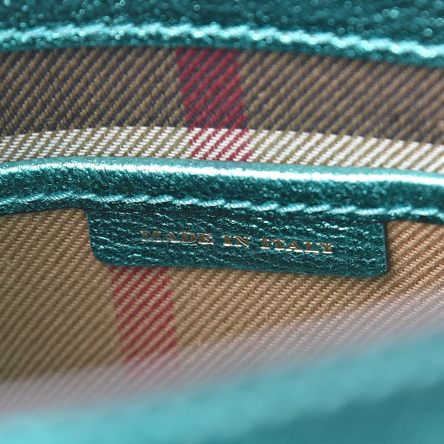 Burberry Metallic Soft Grain Calfskin Small Buckle Tote Emerald 10 of 12