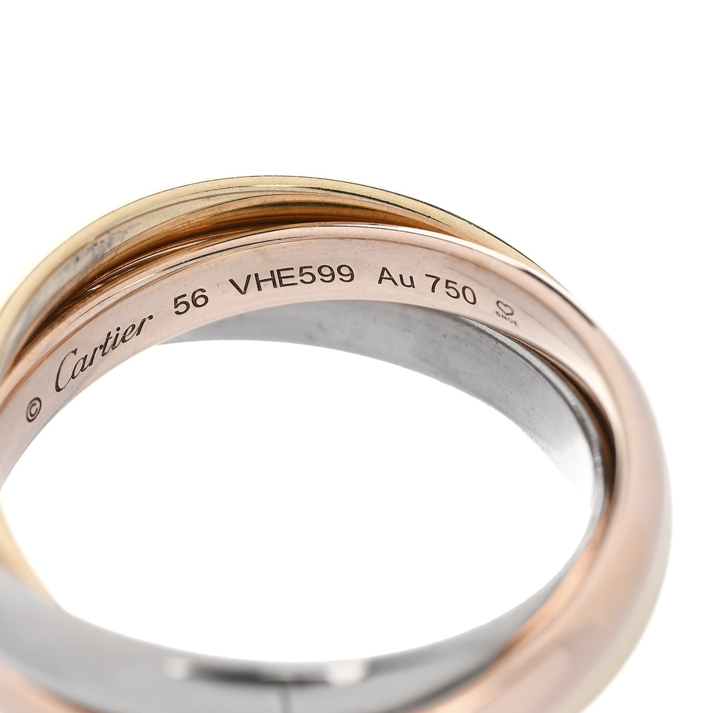 18K Pink Yellow White Gold Classic Trinity Ring 56 7.5