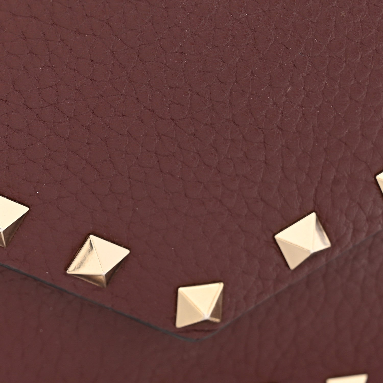Valentino Garavani Pebbled Calfskin Rockstud Envelope Wallet on Chain Vinaccia 7 of 12