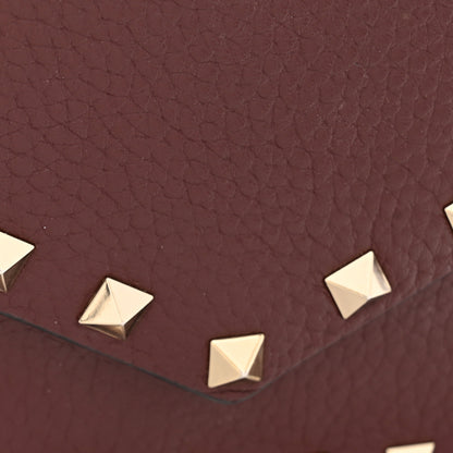 Valentino Garavani Pebbled Calfskin Rockstud Envelope Wallet on Chain Vinaccia 7 of 12