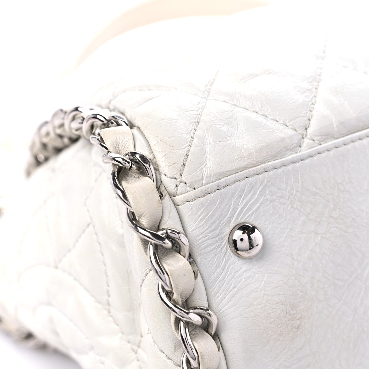 Chanel Glazed Calfskin Quilted Large Chain Me Hobo Dark White 8 of 21