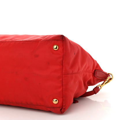 Prada Tessuto Nylon Saffiano Tote Rosso 10 of 12
