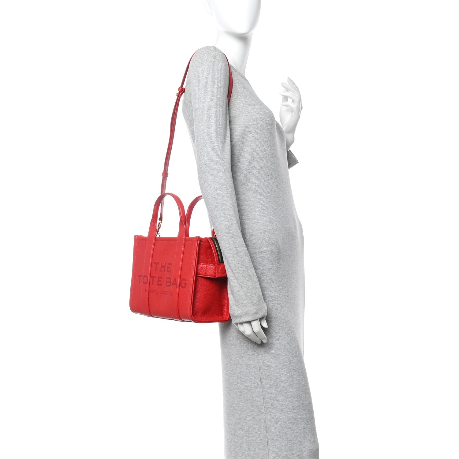 Marc Jacobs Grained Calfskin Small The Tote Bag True Red 2 of 11