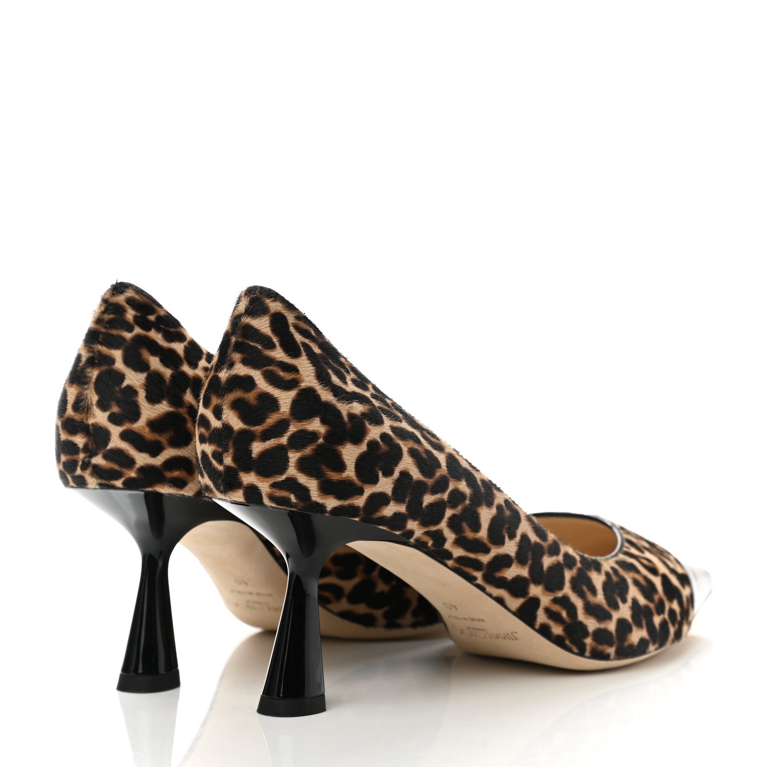Jimmy Choo Pony Hair Patent Calfskin Leopard Print Rene 65 Cap Toe Pumps 40 Black Multicolor 4 of 7