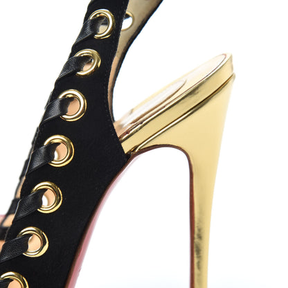 Christian Louboutin Suede Kid Specchio Ostri 120 Slingback Pumps 37 Black 8 of 8
