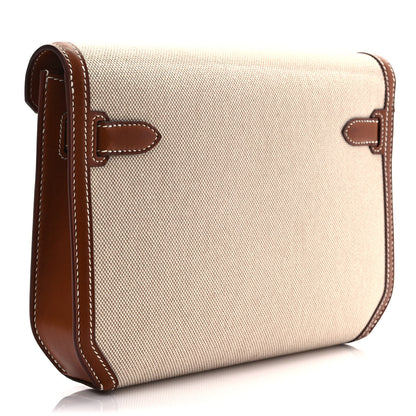 Hermes Toile H Barenia Kelly Depeches 25 Pouch Ecru Beige Fauve 3 of 10