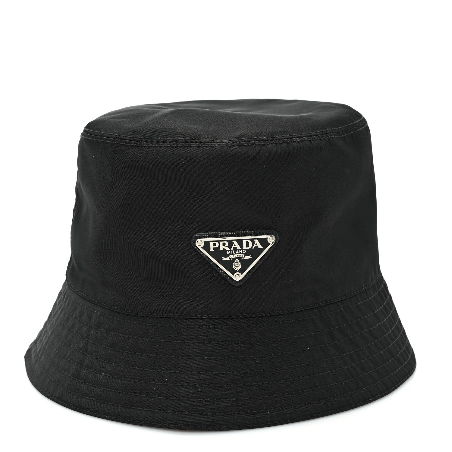 Prada Re-Nylon Metal Triangle Logo Bucket Hat M Black 3 of 9