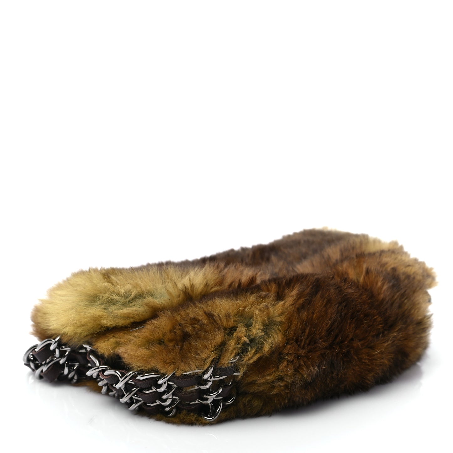 Rabbit Fur Chain Flap Brown
