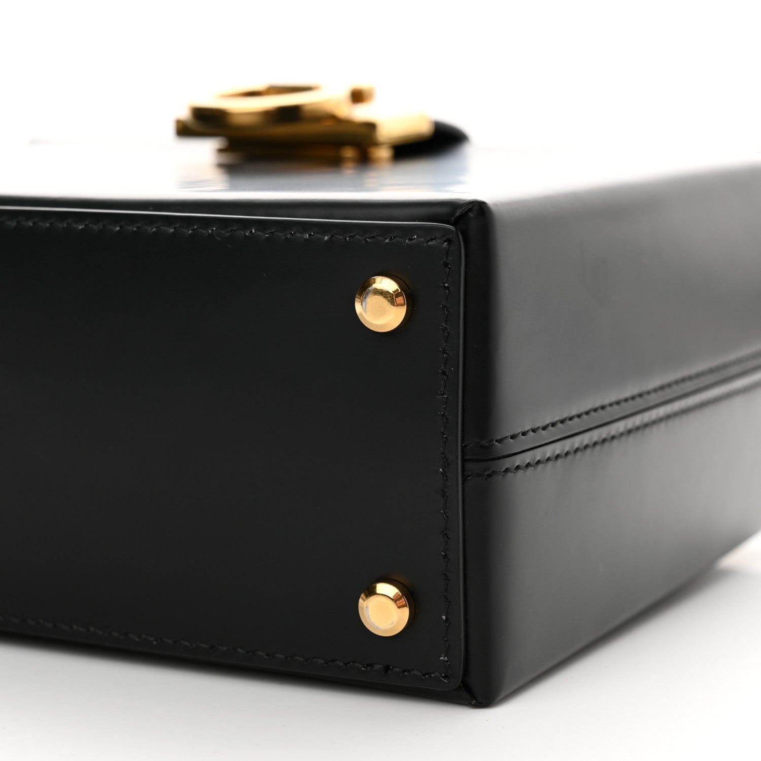 Salvatore Ferragamo Calfskin Trifolio Box Bag Black 8 of 10
