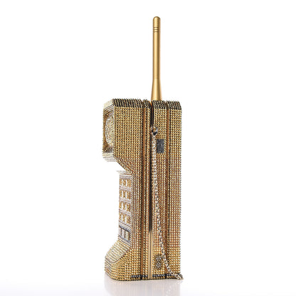 Judith Leiber Austrian Crystal Call Me Brick Phone Minaudiere Clutch Multicolor Gold 13 of 15