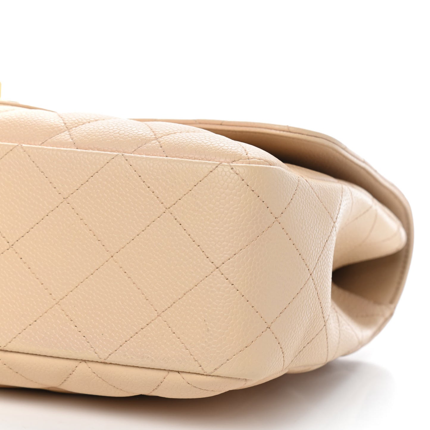 Caviar Quilted Jumbo Single Flap Beige
