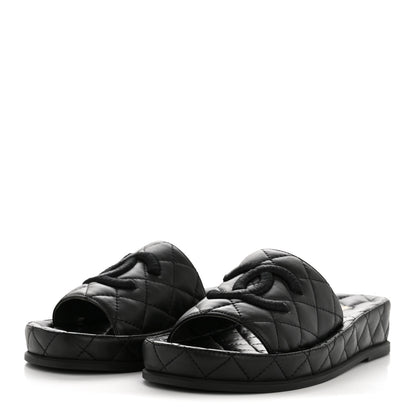 Chanel Lambskin Quilted CC Mules Sandals 35 Black 4 of 11
