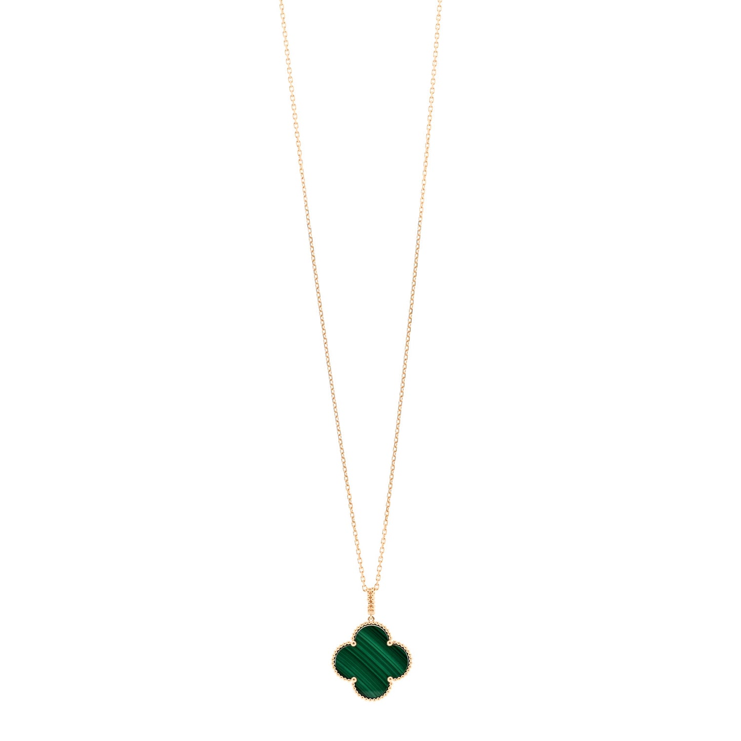 18K Yellow Gold Malachite Magic Alhambra Pendant Necklace