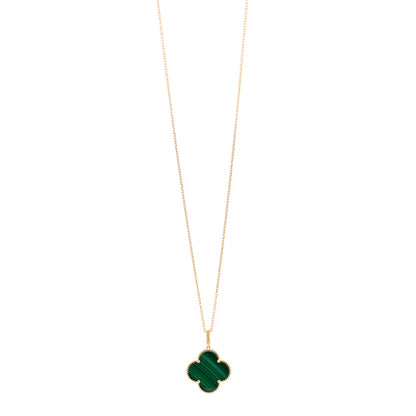 Van Cleef & Arpels 18K Yellow Gold Malachite Magic Alhambra Pendant Necklace 1 of 5