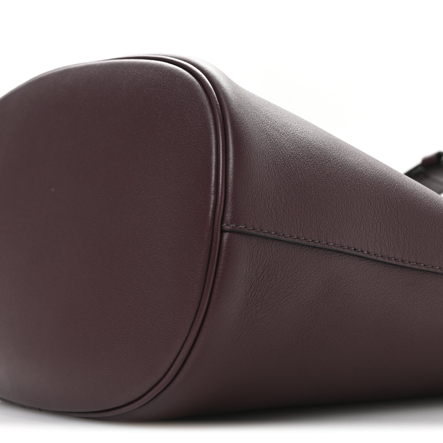 Calfskin Buckle Bucket Bag With Belt Bordeaux