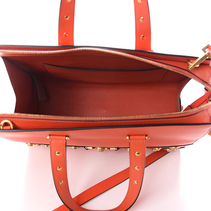 Versace Calfskin Large Medusa Stud Tribute Tote Orange 4 of 8