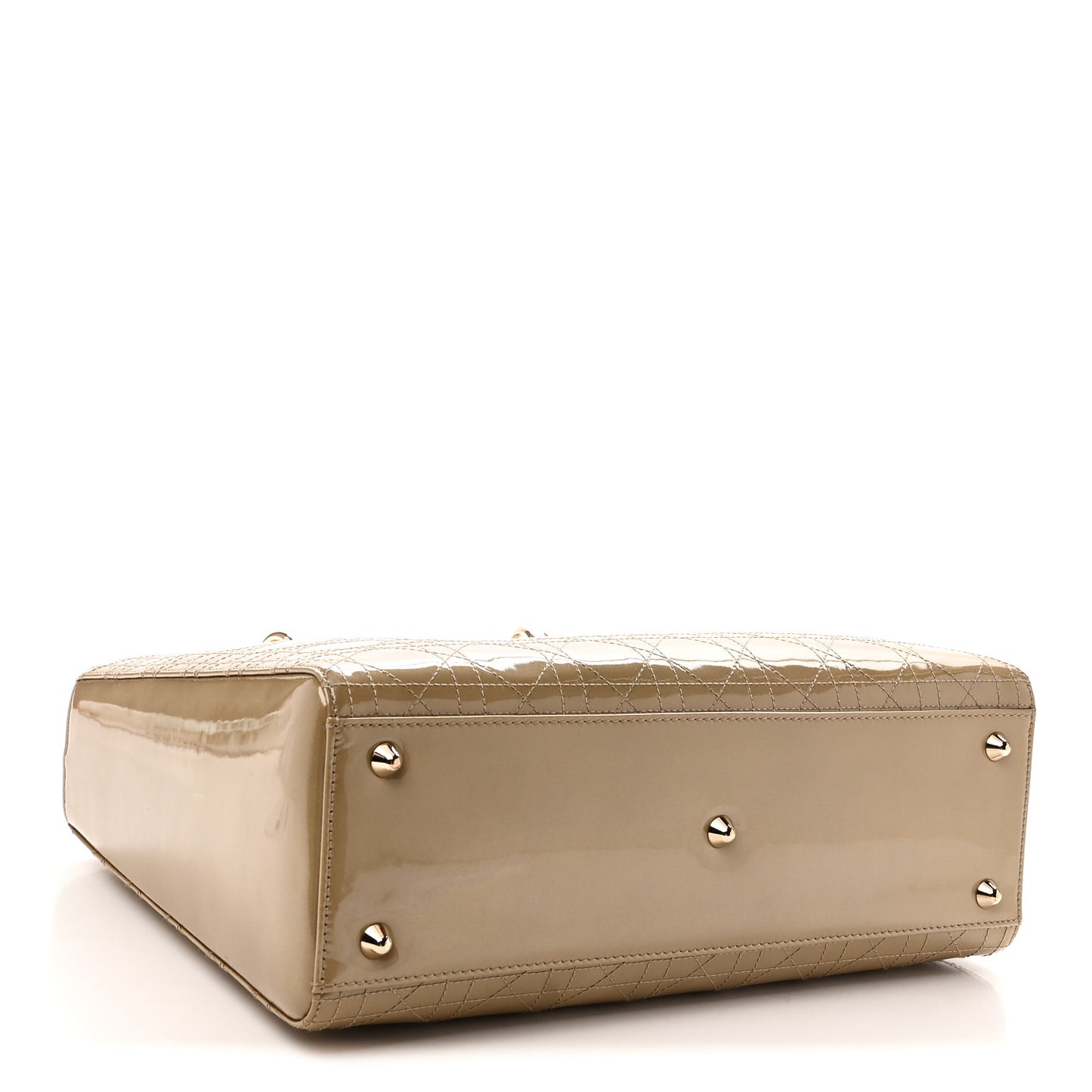 Patent Cannage Stitched Large Lady Dior Beige
