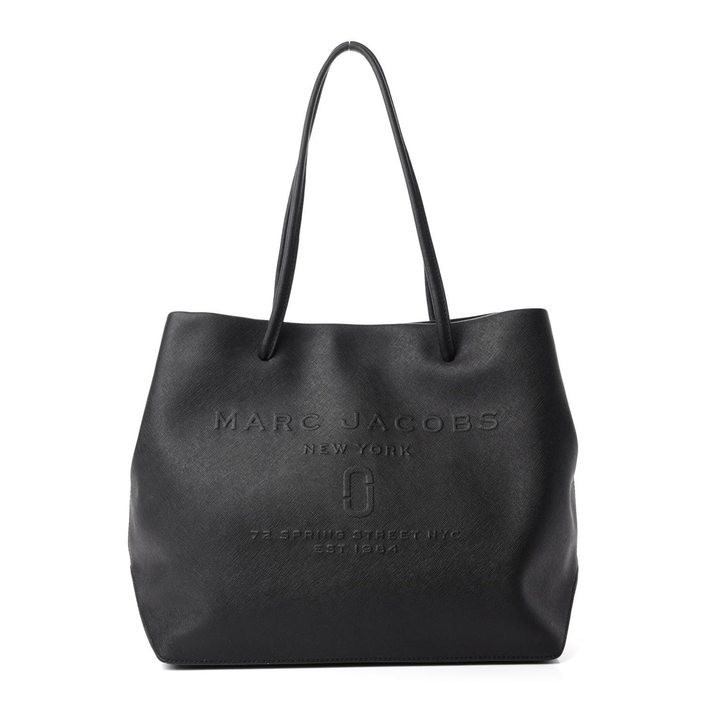 Calfskin Embossed Logo East West Shopper Tote Black