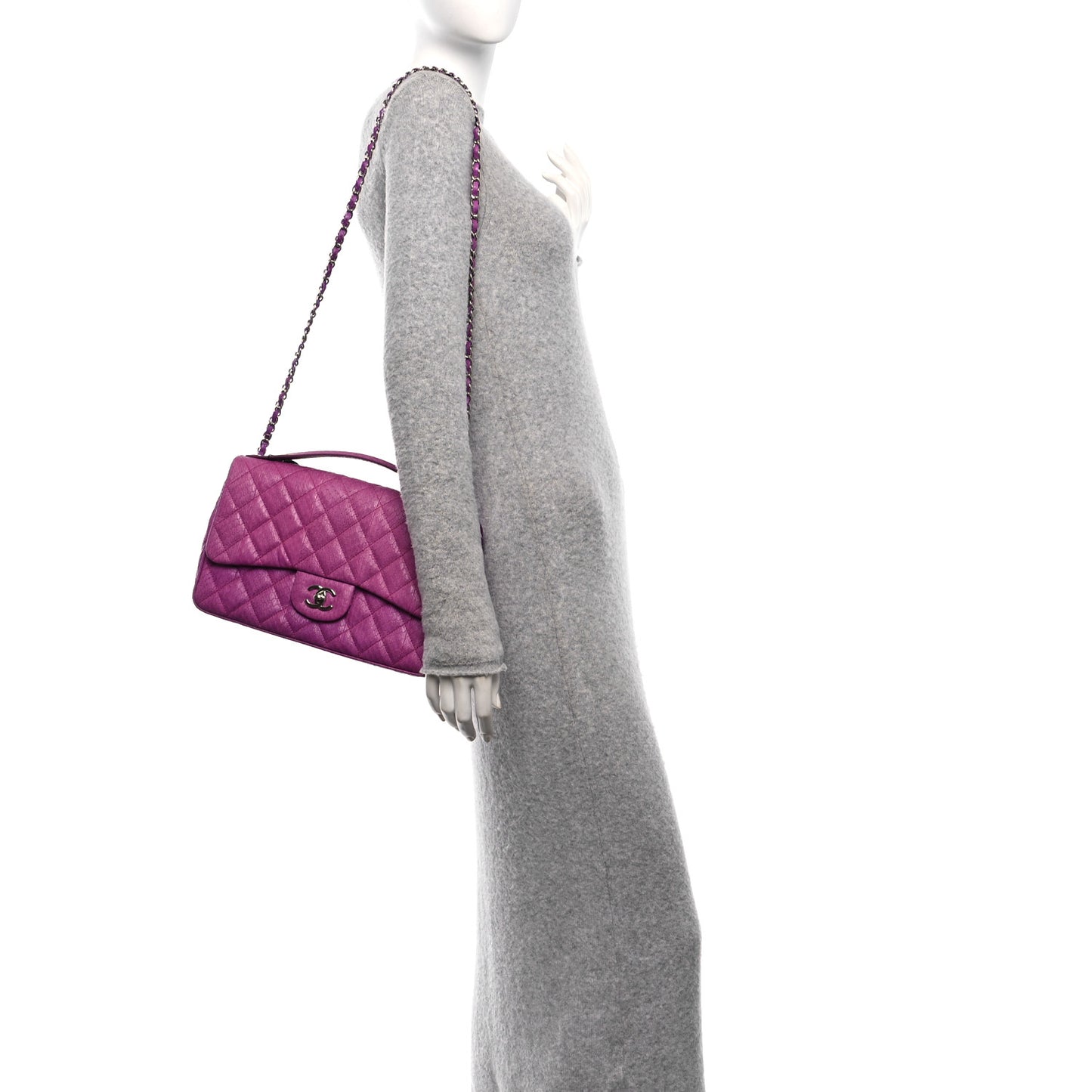 Elaphe Snakeskin Quilted Jumbo Easy Carry Flap Purple