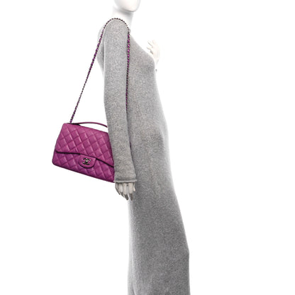 Chanel Elaphe Snakeskin Quilted Jumbo Easy Carry Flap Purple 2 of 10