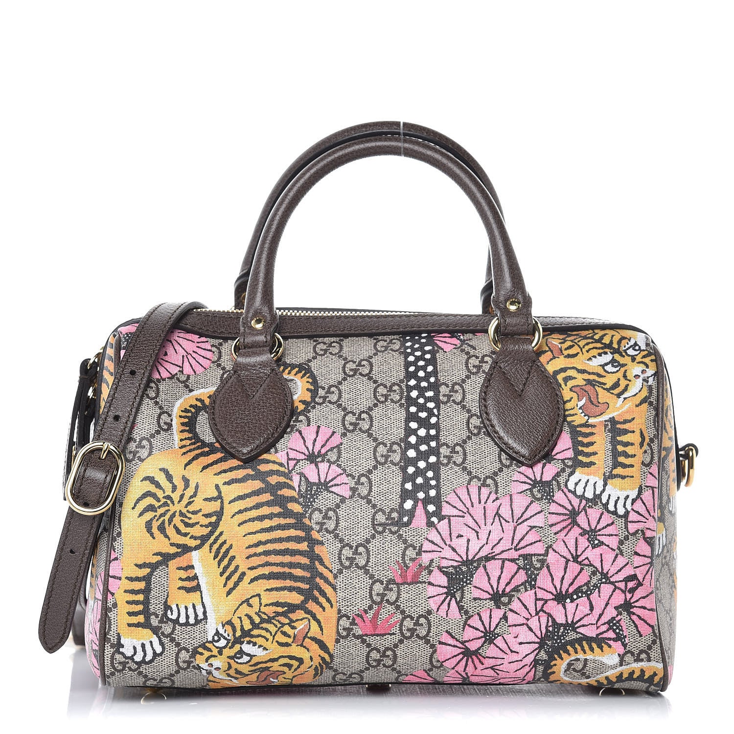 Gucci GG Supreme Monogram Bengal Small Boston Beige Pink 1 of 14