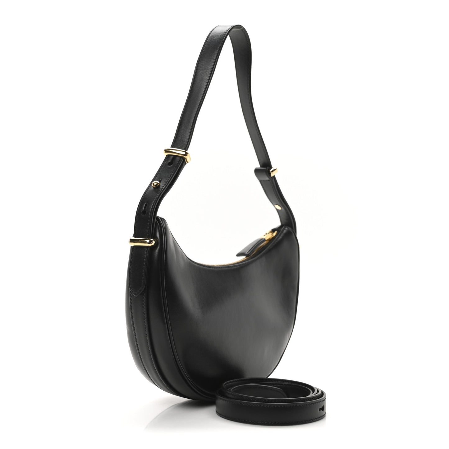 Soft Calfskin Arque Shoulder Bag Black