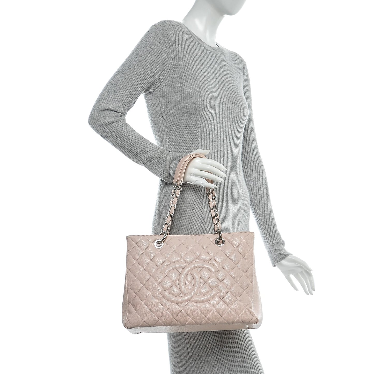 Caviar Quilted Grand Shopping Tote GST Light Pink