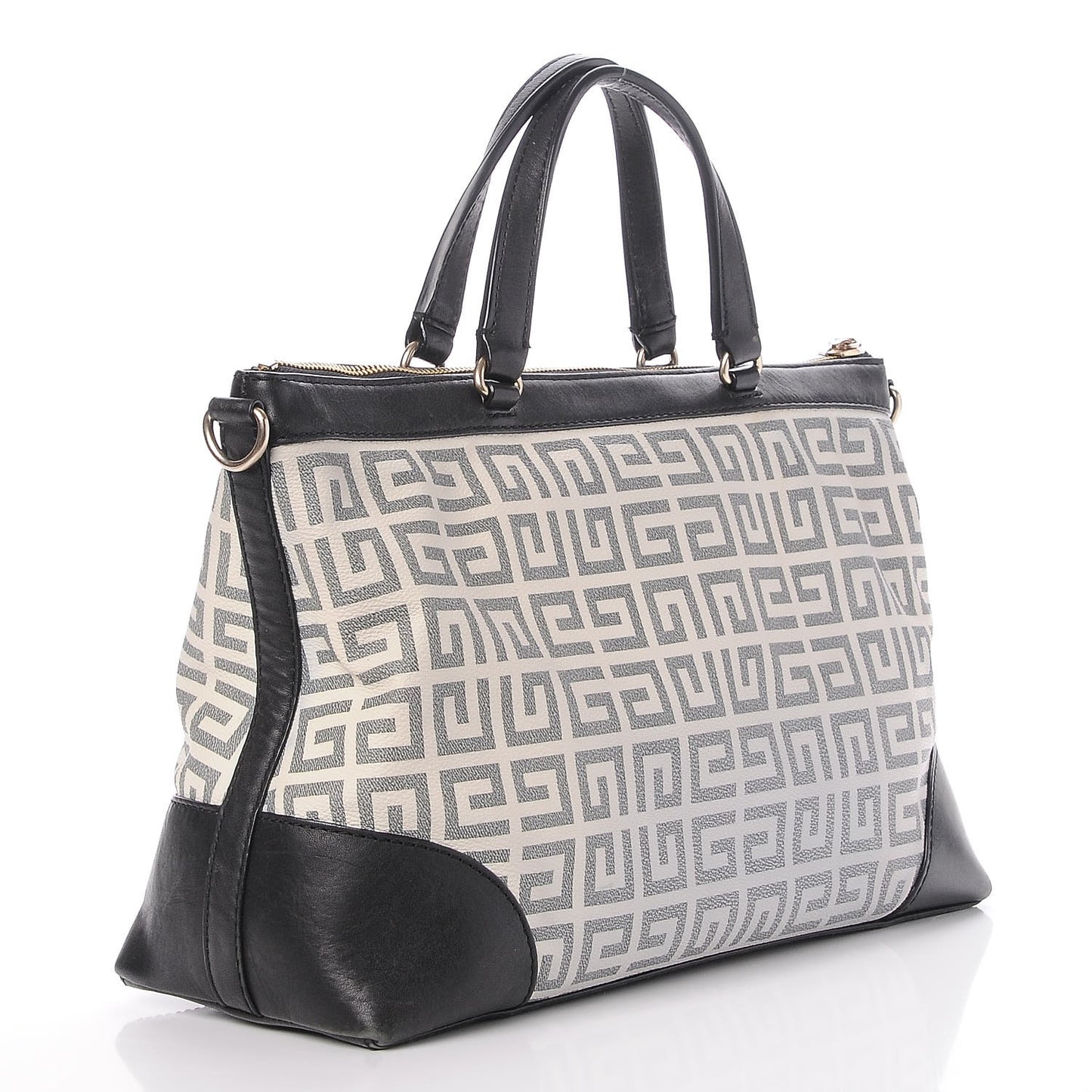 Canvas Leather Trim Large Tote Bag Black