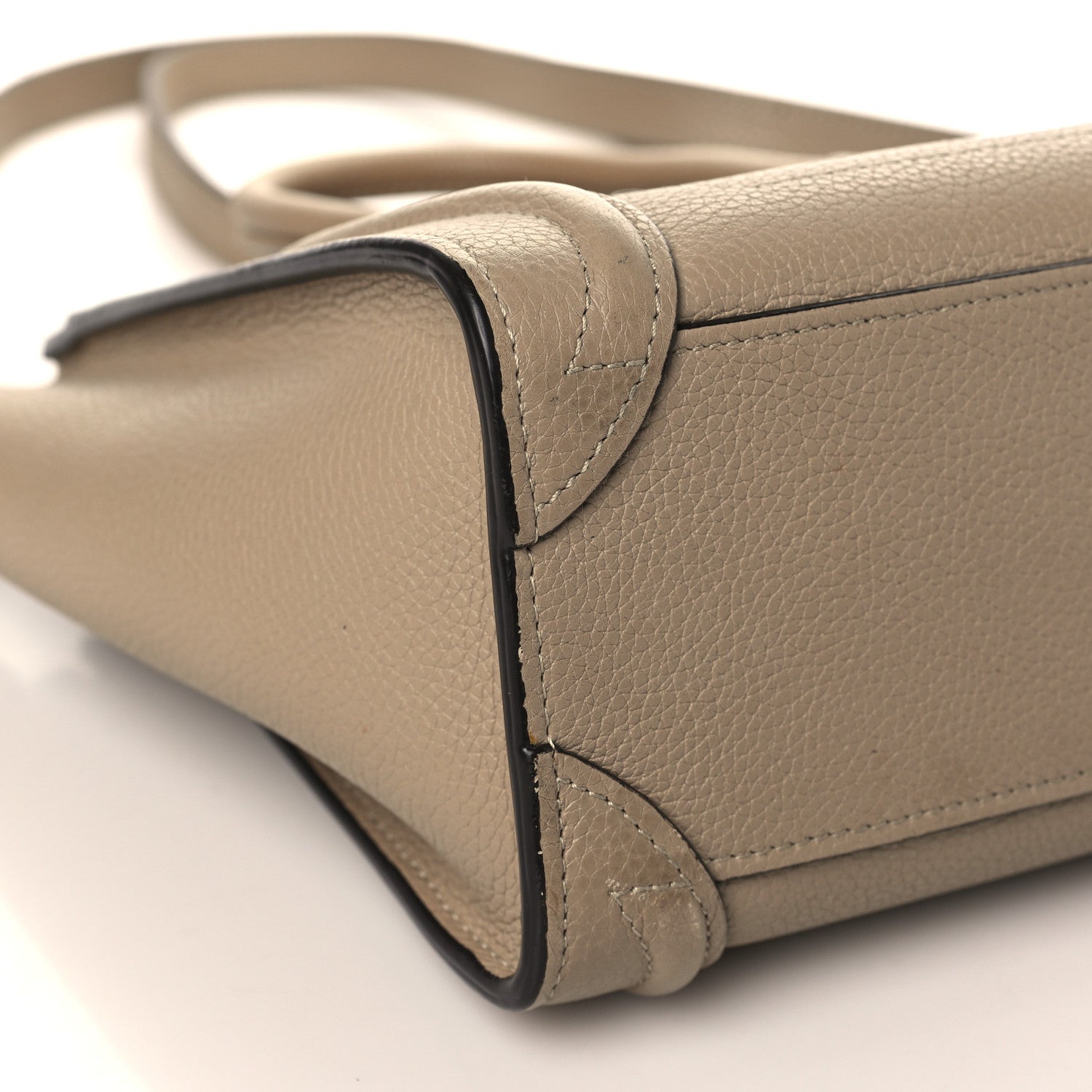 Celine Drummed Calfskin Nano Luggage Dune 8 of 12