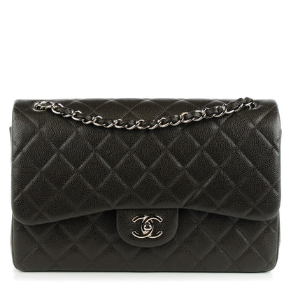 Chanel Caviar Quilted Jumbo Double Flap Dark Brown 1 of 8