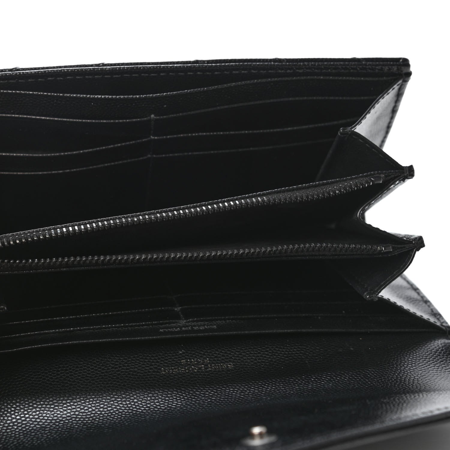 Saint Laurent Grain De Poudre Matelasse Chevron Monogram Flap Wallet Black 4 of 4