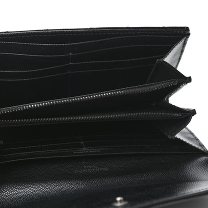 Saint Laurent Grain De Poudre Matelasse Chevron Monogram Flap Wallet Black 4 of 4