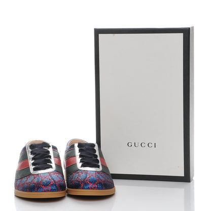 Gucci Lurex Calfskin Web GG Monogram Womens Falacer Sneakers 41 Iridescent Blue Iridescent Red Silver 12 of 12