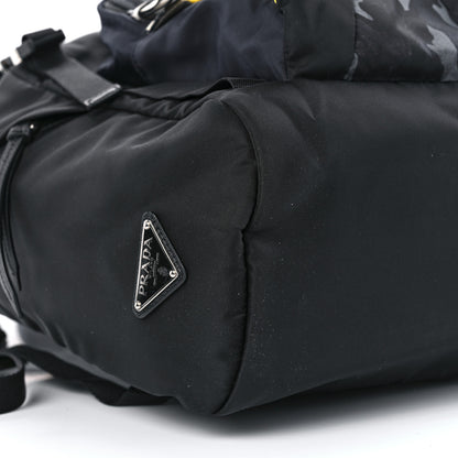 Prada Re-Nylon Saffiano Camouflage Print Logo Double Buckle Backpack Blue 9 of 10