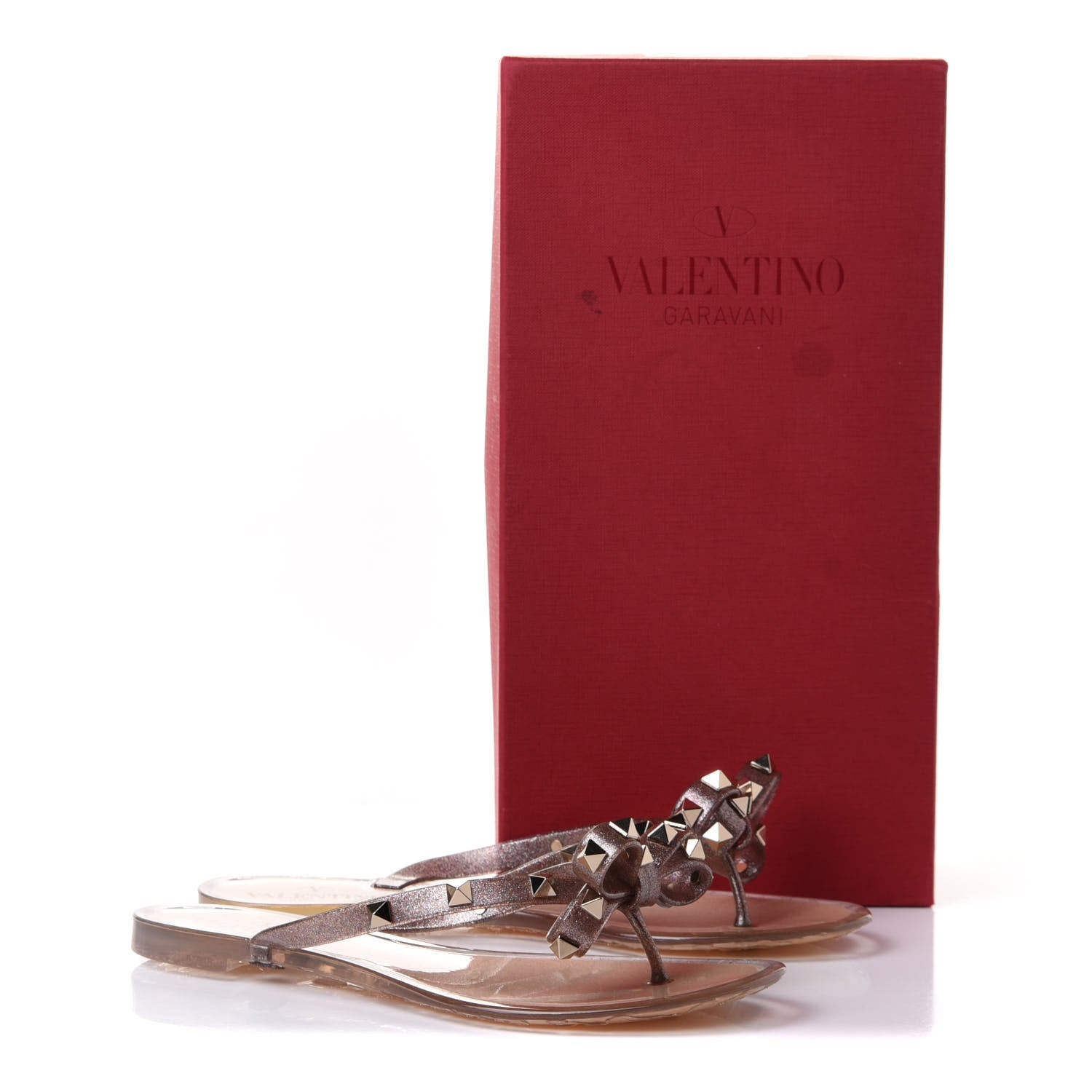Valentino Garavani PVC Jelly Glitter Rockstud Bow Thong Sandals 36 Multicolor 17 of 18