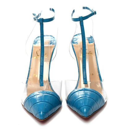 Christian Louboutin Shiny Alligator PVC Nosy 100 Pumps 39.5 Piscine 2 of 8