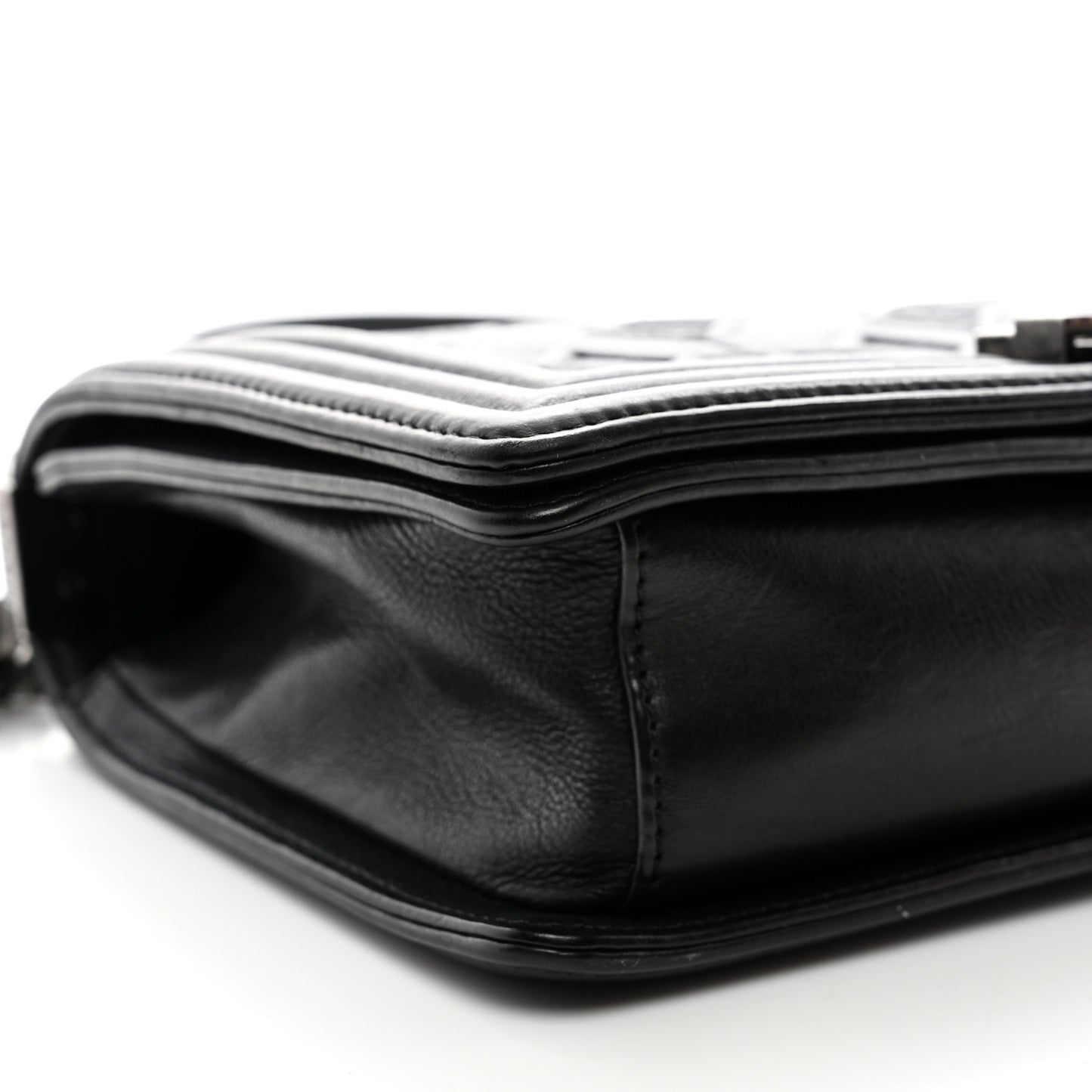 Calfskin Crystal Embossed Medium Boy Flap Black