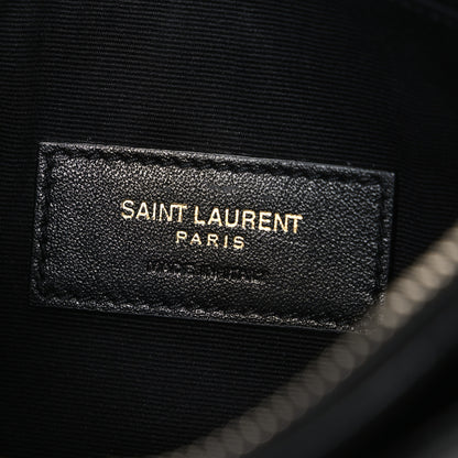 Saint Laurent Grain De Poudre Chevron Monogram Bill Pouch Black 6 of 7