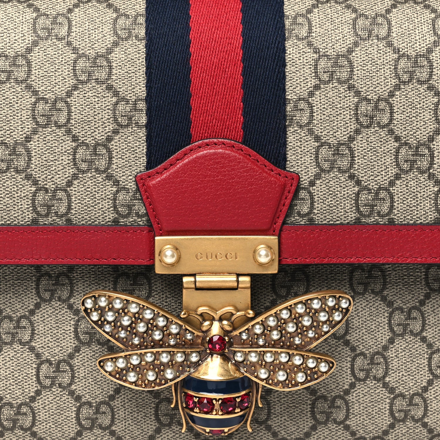 Gucci GG Supreme Monogram Medium Queen Margaret Shoulder Bag Red 8 of 10